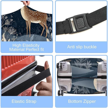 Deer Luggage Cover – Elegant Night Forest Suitcase Cover Protector, Stretchable Waterproof Travel Luggage Sleeve,XL