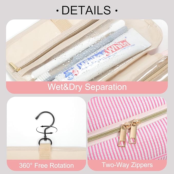 TOPEAST Travel Toiletry Bag Makeup Bag - Hanging Toiletry Bag for Women, Portable Toiletries Travel Bag and Cosmetic Bag, Airplane Travel Essentials Travel Toiletry Bag - Letter S, Blue