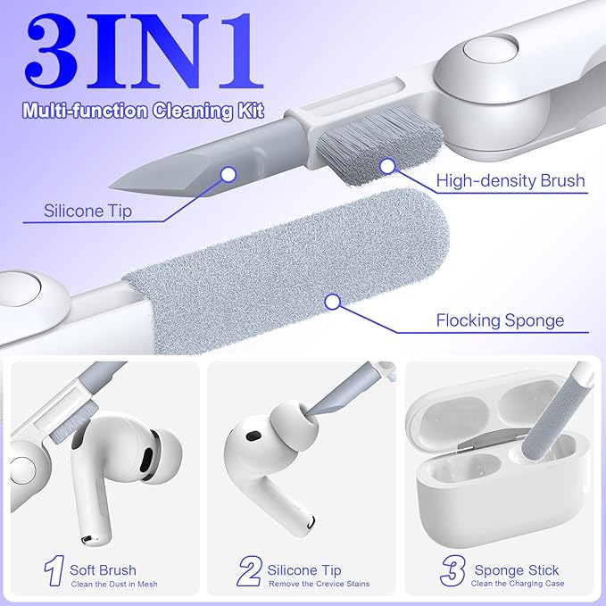 R-fun for AirPods Pro 3 Case (2025) Cover with Cleaning Kit, Military-Grade Shockproof Transparent Non-Yellowing, Auto Pop-Up Lid Design for AirPods Pro 3rd Generation Case, Clear Purple