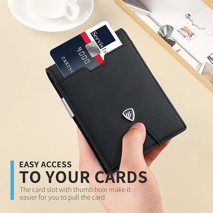 RUNBOX Mens Slim Wallet with Money Clip RFID Blocking Bifold Credit Card Holder for Men with Gift Box