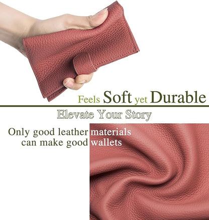 Slim RFID Passport Wallet for Women – Leather Travel Wallet Womens with Passport Slot & Card Slots, Zippered Coin Pocket & Cash Holder Travel Organizer Burnt Sienna (Brick Red)