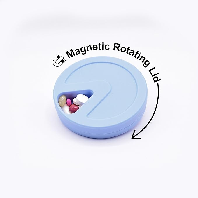 Travel RX Pill Case by Type Two Labs – Weekly 7 Day Pill Box, Compact Magnetic Organizer for Pills fits Purses or Pockets, Rugged Daily Caddy Holds Vitamins, Supplements and Medication. (Blue)