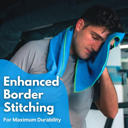 ECCOSOPHY Microfiber Beach Towel – Quick Dry Gym Towel, Highly Absorbent with Ribbed Texture, Lightweight – Ideal for Travel, Pool, Yoga, Fitness & Outdoor Adventures – 60x30 Azure