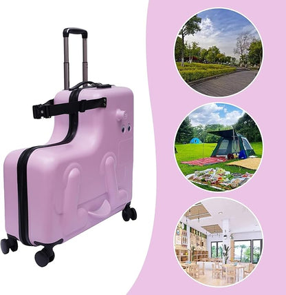 24"Kids Luggage Portable Kids Suitcase Children's Ride On Trolley Rolling Luggage with Wheels Carry Trolley Luggage with Password Lock Funny Kids Suitcases for Boys Girls Small Suitcase ABS+PC
