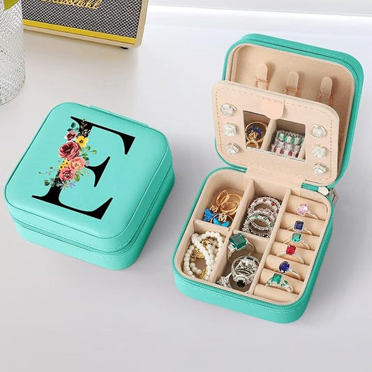 Parima Bridesmaid Gifts for Wedding Day - Bridesmaid Proposal Gifts Bridal Shower Gift Bride To Be Maid Of Honor Matron Of Honor Bachelorette Gifts for Bride Jewelry Box - Letter E, Blue