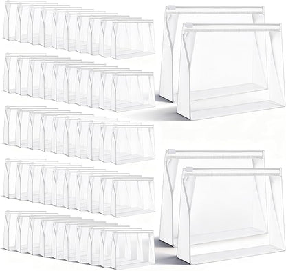 100pcs Small Clear Makeup Bag 7.9"× 5.9"× 2" Reusable Plastic Zipper Pouches Mini Clear Zipper Pouch Travel Plastic Cosmetic Organizer Transparent Waterproof for Toiletries Swimsuit Bikini Bathing
