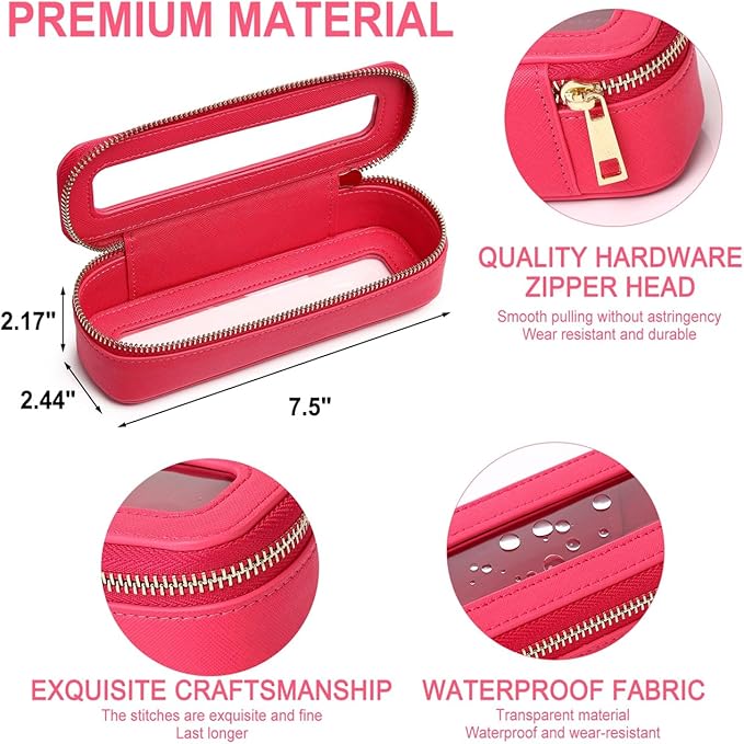 Pinkmik Travel Clear Makeup Bag with Brush Bag Portable Cosmetic Bag Case Transparent Toiletry Bag Cosmetic Organizer Storage Bag for Wome (X/Fuxia, L+SLIM)