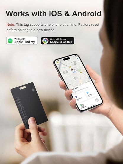 Tracking Card for Apple & Android, Credit Card Tracker for Wallet Works with Apple Find My & Google's Find Hub, Rechargeable Find My Wallet Card for Luggage, Passport, Purse, Bags