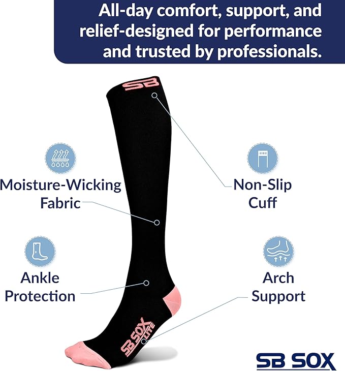SB SOX Lite Compression Socks for Men & Women (15-20mmHg) – Best Compression Socks for Travel, Sports, and Daily Wear - XXL Sizes too!