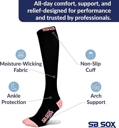 SB SOX Lite Compression Socks for Men & Women (15-20mmHg) – Best Compression Socks for Travel, Sports, and Daily Wear - XXL Sizes too!