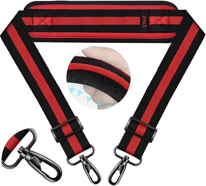 ZINZ 74" Shoulder Strap with Fixed Pad and Dual Balanced Buckles，Black-Red-Black Stripe