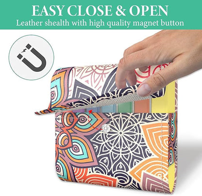 Pill Organizer,LIZIMANDU Weekly Travel Pill Case Box Medication Reminder Daily AM PM, Day Night 7 Compartments,for 4 Times A Day, 7 Days a Week-Includes Leather PU Carrying Case(Colorful Flower)