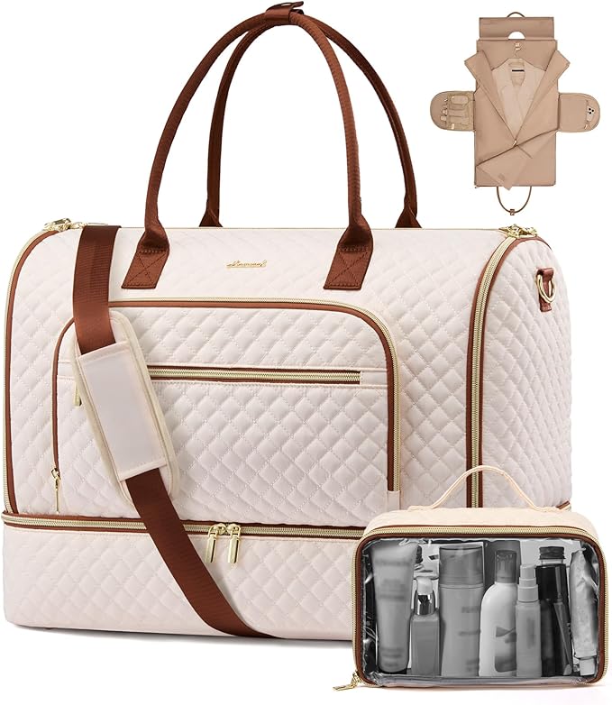 LOVEVOOK Convertible Travel Duffle Bag for Women Men, Garment Bag for Travel, Quilted Overnight Weekender Carry On Duffel Bags for Airplane, Suit Bags for Trip, Business