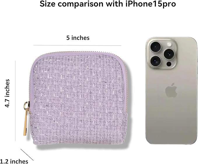 Small Travel Jewelry Case, Soft Tweed Organizer Pouch for Bangle, Bracelets, large Earrings, Beaded necklace, Anti-Scratch & Portable Jewelry Bag Holder for Travel & Everyday Use (lavender)