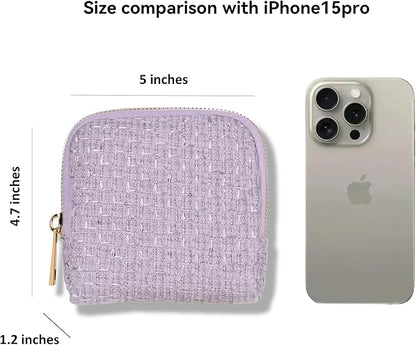 Small Travel Jewelry Case, Soft Tweed Organizer Pouch for Bangle, Bracelets, large Earrings, Beaded necklace, Anti-Scratch & Portable Jewelry Bag Holder for Travel & Everyday Use (lavender)