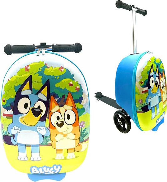 Fast Forward Kid’s Licensed 18" Ride-On Suitcase Scooter - Lightweight Carry-On Foldable Scooter Luggage