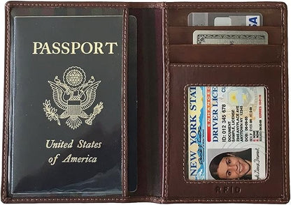 Personalized Monogrammed Toffee Leather RFID Passport Wallet and Luggage Tag