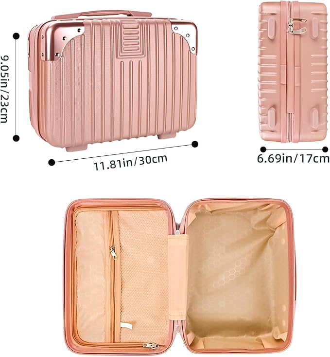 14inch Hard Shell Cosmetic Organizer Travel Train Hand Luggage Small Portable Carrying Suitcase Makeup Case Bag for Women Toiletry