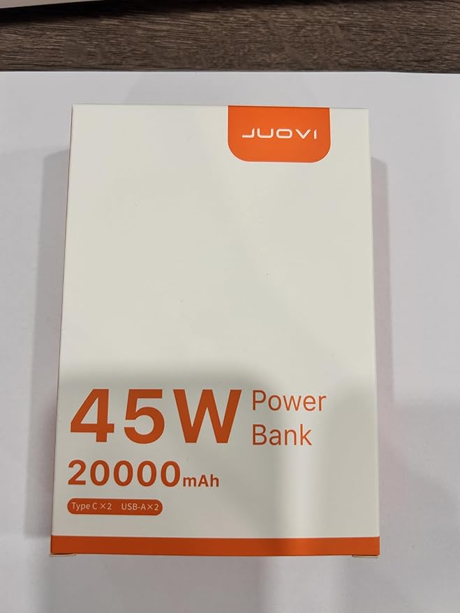J2621 Power Bank Portable Charger 20000mAh 45W, PD3.0 QC 4.0 Fast Charging Battery Pack with LED Display,2 USB-C,2 USB-A for iPhone 15 16, MacBook