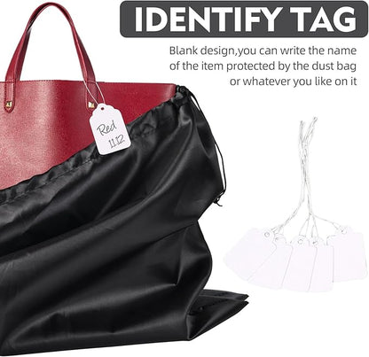 10 Pack Purse Dust Bags Large Silk Drawstring Dust Bag Cover for Handbag Shoe Storage(Black, M-19.6 × 15.7 in)