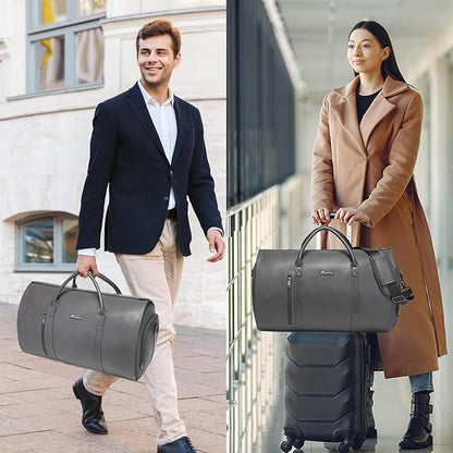 Leather Garment Bag for Travel, Modoker Carry On Suit Carrier Travel Bag with Shoulder Strap - Ideal for Business Trips and Weekend Getaways - The Garment Duffel Bag for Traveling Men Women