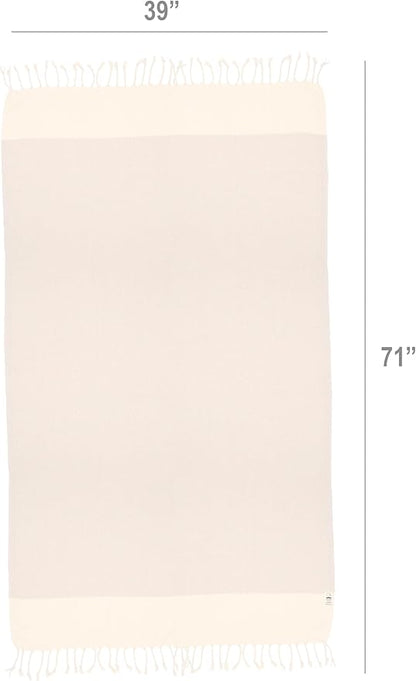 Bazaar Anatolia Turkish Beach Towel 100% Cotton Bath Towels 71x39 Quick Dry Sand Free Lightweight Large Oversized Herringbone Beige