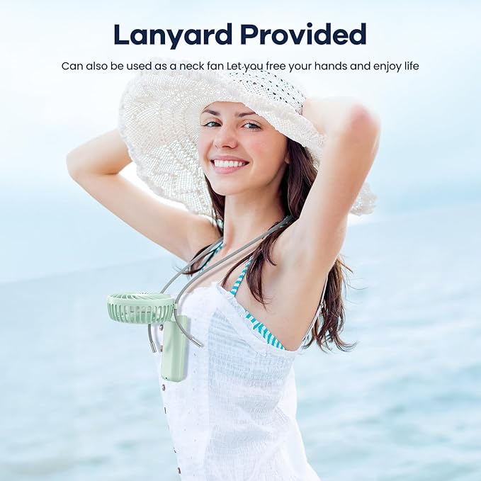 HandFan 5200mAh Portable Handheld Fan, Rechargeable Hand Fan, Battery Operated 8.5-27hrs, Personal USB Foldable Fan, Travel Essential Gifts for Women/Girls/Friends (Green)