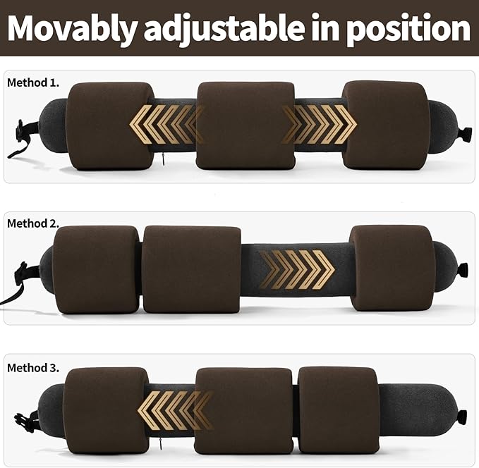 3-Ring Memory Foam Travel Neck Pillow It has obtained a Patent. The Three Rings can be movably Adjusted to Provide Flexible Support for The Neck, Head, and Other Areas.Brown