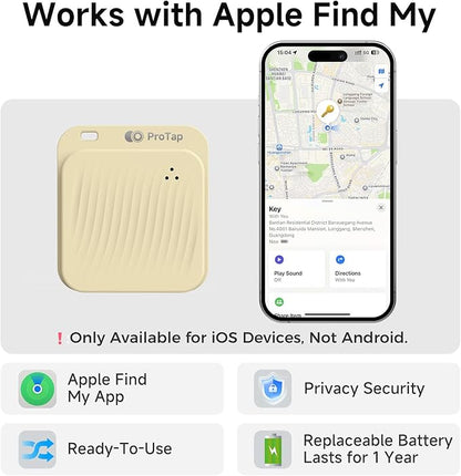 4 Pack Air Tracker Tags (iOS Only), Bluetooth Tracker for Apple Find My App, Replaceable Battery, Item Finders and Locator Smart Tag for Keys, Bags, Luggage, Wallet- Khaki