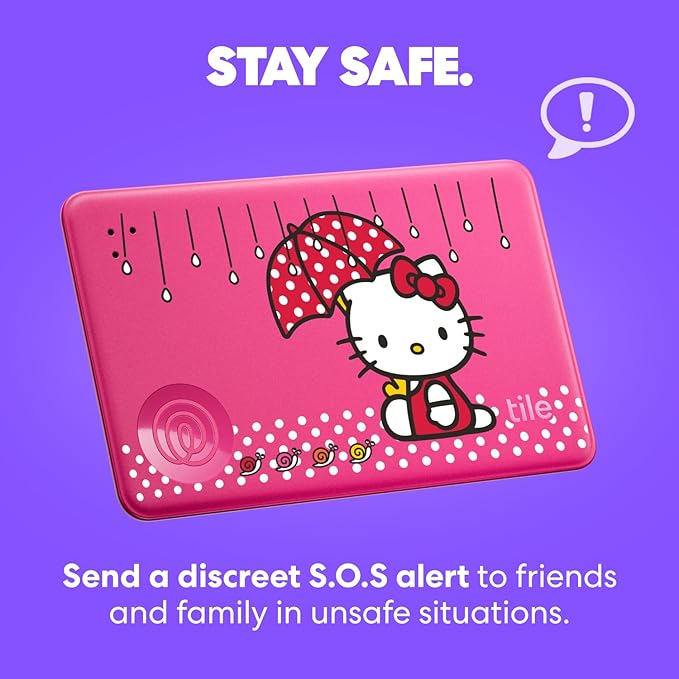 Tile by Life360 Starter Pack - Bluetooth Trackers and Item Finders for Keys, Wallets & More. Both iOS and Android Compatible. Phone Finder. 2-Pack, Mate/Slim (Tile x Hello Kitty: Rainy Day Adventures)