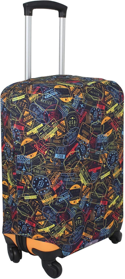 Explore Land Travel Luggage Cover Suitcase Protector Fits 31-32 Inch Case (Stamp, XL)