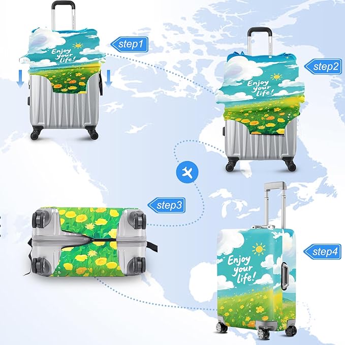 ANNA QUEEN Travel Luggage Cover Suitcase Protector Suitcase Cover Anti-Scratch,Stretchable Luggage Travel Bag Cover Washable