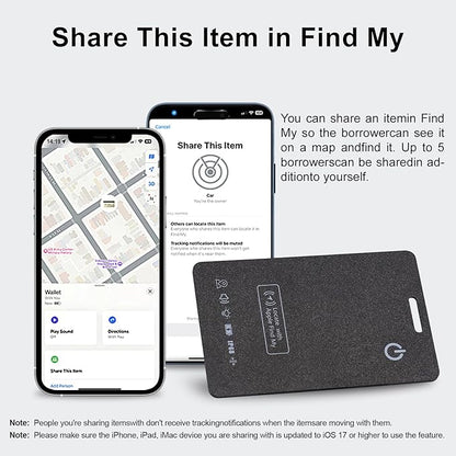 [Apple MFi Certified] LBPRT Air-Tag Card Rechargeable Wallet Tracker Thin 1.6mm 2 Pack, Smart Locator Work with Apple Find My (iOS Only, Android not Supported), Item Finder for Luggage Suitcase Bags.