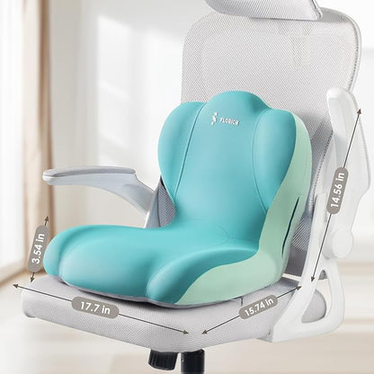 FLORICH Memory Foam Truck Seat Cushion,Car Seat Cushion and Lumbar Support Pillow for Office Chair, Ergonomic Back Support & Sciatica Relief for Long Drives(Green)