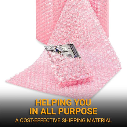 Pacific Mailer 2-Pack Anti-Static Bubble Cushioning Wrap Rolls, 3/16" x 17" x 72' ft Total [2 Rolls of 36 Feet] Perforated Every 12", 20 Fragile Stickers for Packaging, Shipping, Mailing