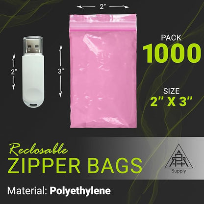 APQ Plastic Reclosable Zipper Bags, 2 x 3 Inch. Pack of 1000 Anti Static Poly Bag. Plastic Jewelry Bags. Anti Static Bag Resealable. Resealable Plastic Bags. Jewelry Poly Bags Reclosable