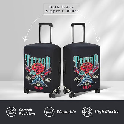 Explore Land Travel Luggage Cover Suitcase Protector Fits 31-32 Inch Case (Blade Rose, XL)