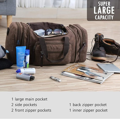 Travel Duffel Bag Men's Weekender Overnight Bag (Coffee) X-Large