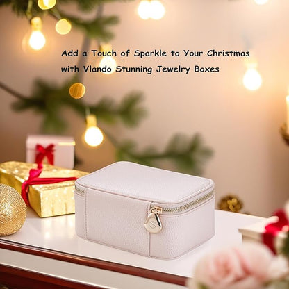 Vlando Travel Jewelry Box Organizer - 8 Small Velvet Zipped Pouches Pockets for Jewelries Necklaces Rings Earrings Sorting Storage, Rosy Mauve