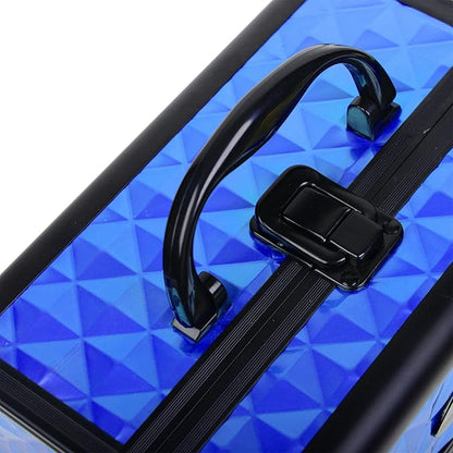 SHANY Chic Makeup Train Case Cosmetic Box Portable Makeup Case Cosmetics Beauty Organizer Jewelry storage with Locks, Multi trays Makeup Storage Box with Makeup Mirror - Peacock Blue