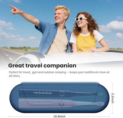 Silicone Electric Toothbrush Travel Cover, Toothbrush Travel Containers Bag Case for Men and Women,Keeps Toothbrush Fresh and Clean, Fits Most Manual and Electric Toothbrushes - Blue