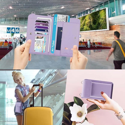 Passport Holder for Travel，Passport Holder & Neck Wallet with RFID Blocking,Hidden Neck Pouch for Travel- Holds Passports, Cards, Tickets, ID, Cash