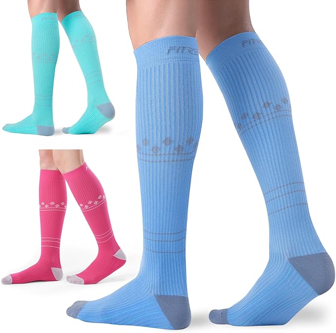 FITRELL 3 Pairs Compression Socks for Women and Men 20-30mmHg-Circulation Support Socks