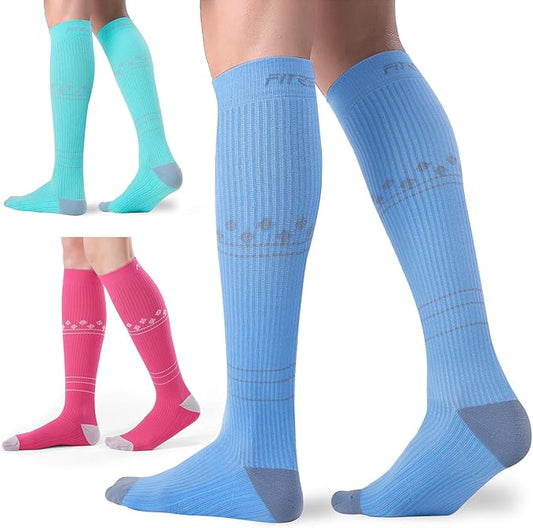 FITRELL 3 Pairs Compression Socks for Women and Men 20-30mmHg-Circulation Support Socks