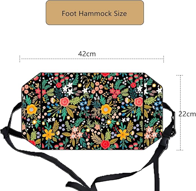 Airplane Foot Hammock for Plane Travel Ajustable Foot Rest for Plane Comfort Sling Airplane Gadgets for Adult Long Fling,Plane Travel Essentials (Lush Flower)