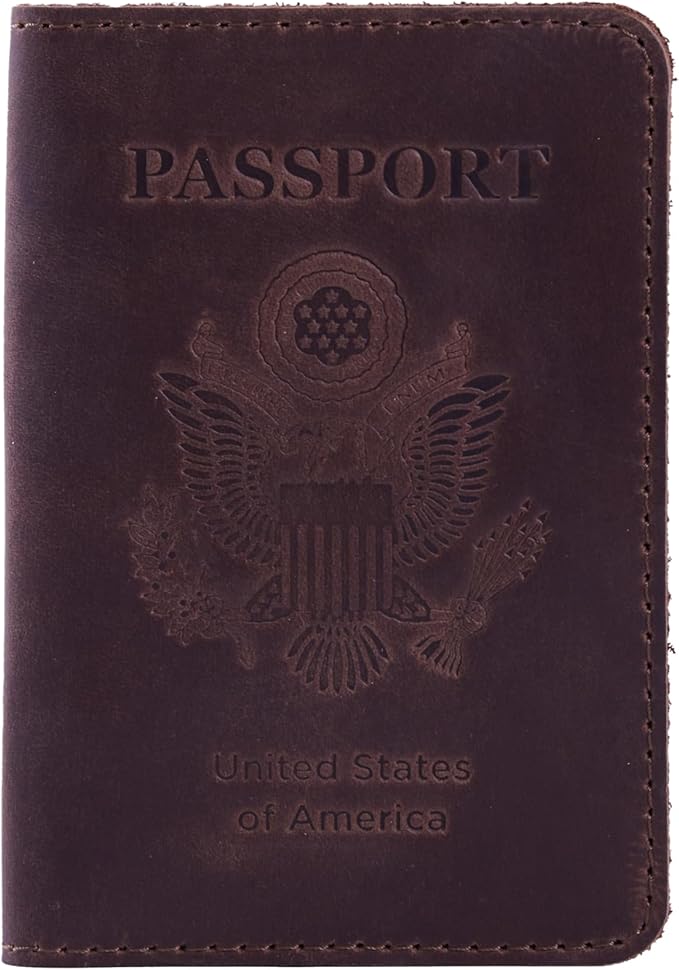 INCARNE US Leather Passport Holder for Travel - Passport Case - Passport Wallet for Men - Passport Cover for Women Sleeve Protector - Travel Essentials Vacation Luggage Travel Gifts - Vintage Brown
