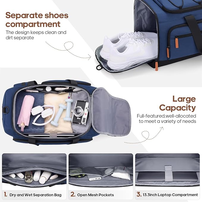 UKEIN Luggage Sets 5 Piece, Carry On Luggage 20In With Spinner Wheels, Hardside Suitcase Set with TSA Lock,Durable Large Suitcase With Travel Backpack for Men-20/24/28in (Blue, 5 piece set)