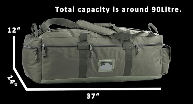Large Military Duffle Bag Tactical Gear Load Out Bag Deployment Cargo Bag Travel Sports Equipment Duffel Luggage Bag with Backpack Straps 90L