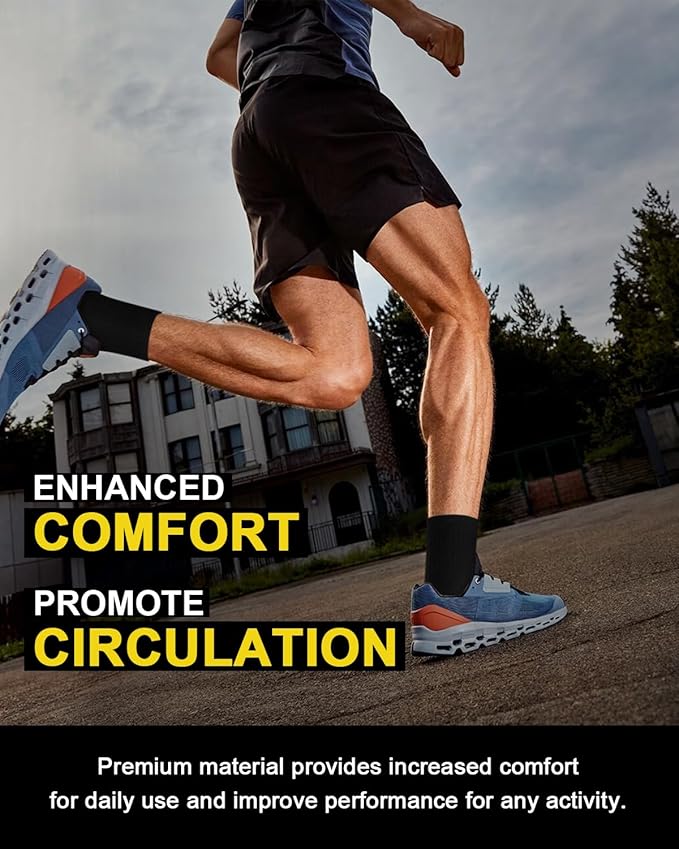 5 Pairs Copper Compression Socks for Women & Men - Ankle Plantar Fasciitis Arch Support Running Socks for Athletic