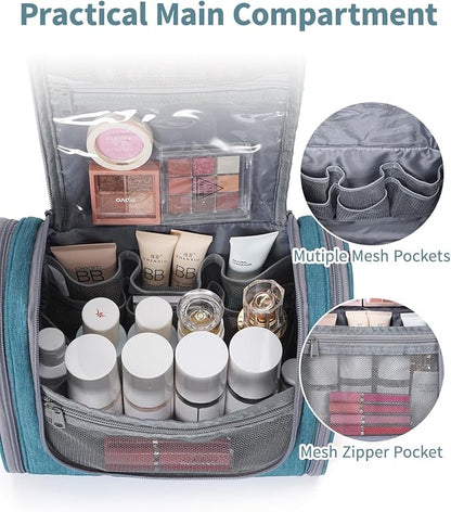 Narwey Hanging Toiletry Bag for Women Travel Makeup Bag Organizer Toiletries Bag Men for Cosmetics Essentials Accessories (Large, Teal)